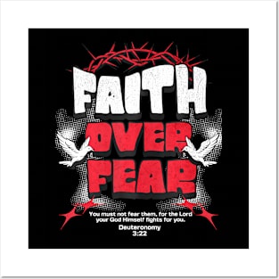 Faith Over Fear Christian Religious Saying Posters and Art